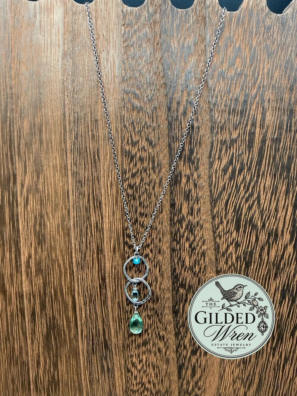 Rare Silpada N2345 Loop D’ Loop Sterling Silver Quartzite Glass Necklace